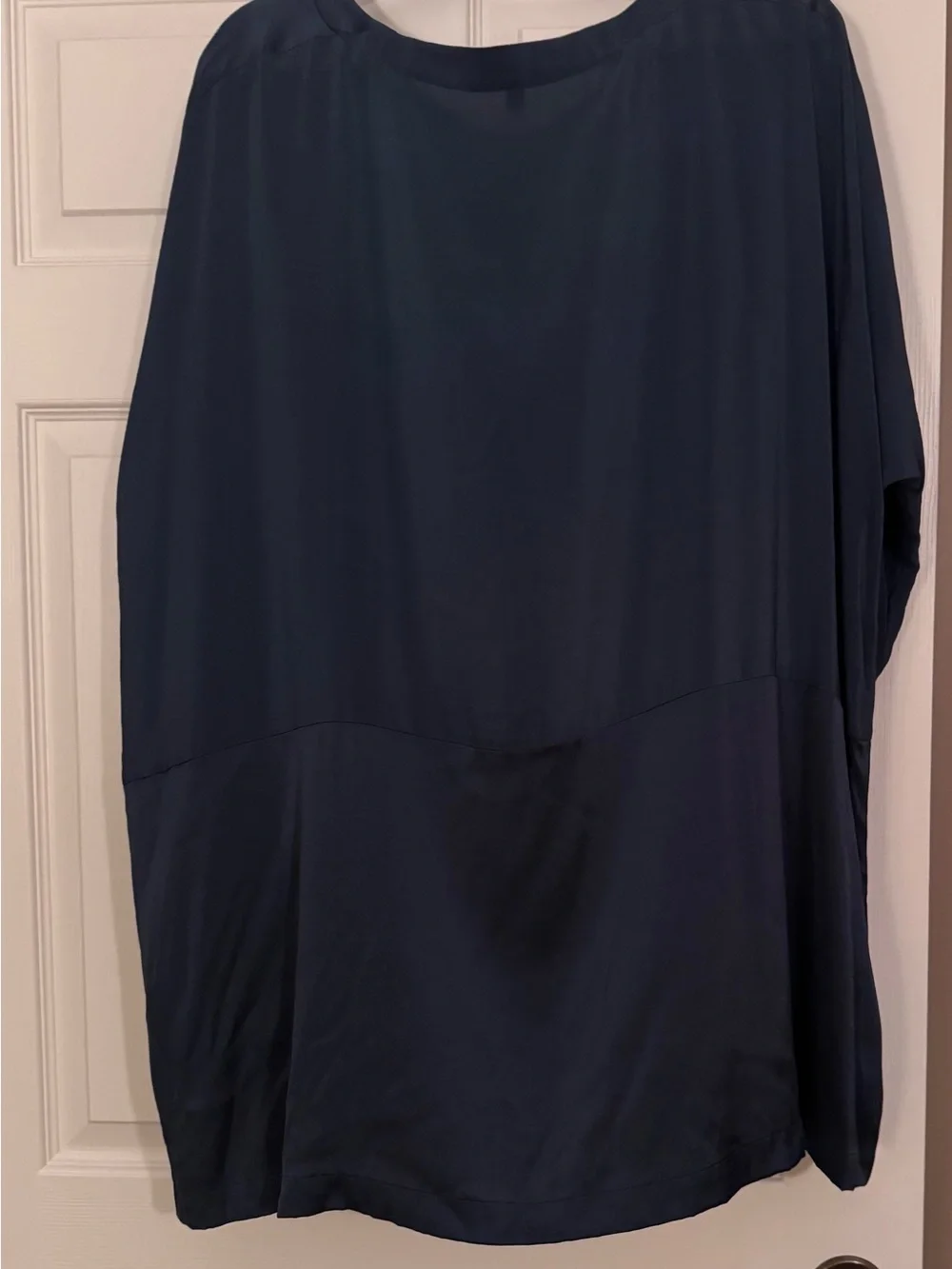 Eileen Fisher Navy Silk Relaxed Short-Sleeve Tunic - Picture 2 of 4